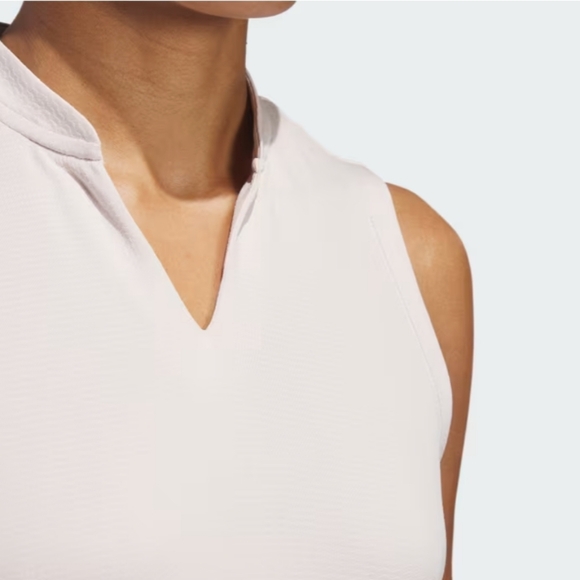 Adidas Ultimate365 textured Active Sleeveless Polo Shirt in Putty Mauve S - Picture 5 of 6